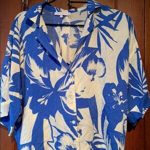 Olivaceous Floral Tropical Blouse